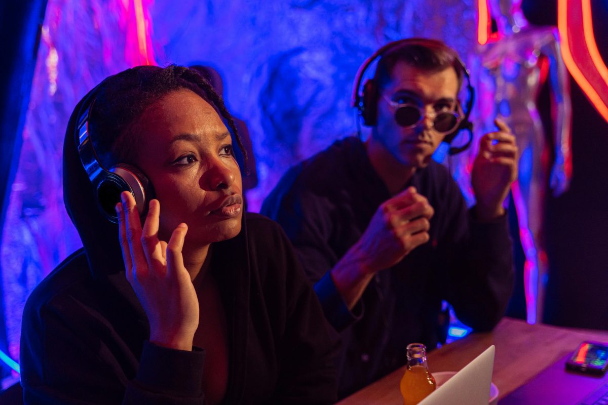 Singer in a recording studio